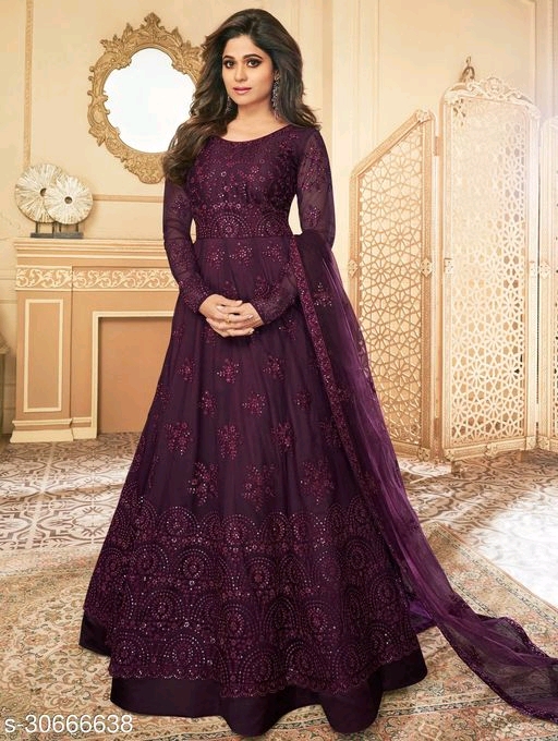 NEW FANCY WORK GOWN WITH FANCY RUFFAL WORK AND STYLISH DUPATTA – Prititrendz