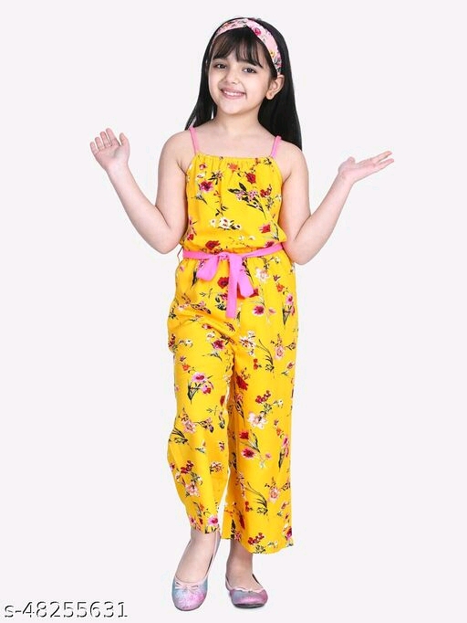 Buy GLOBAL DESI GIRLS Floral Viscose V- Neck Girls Fusion Wear Jumpsuits |  Shoppers Stop